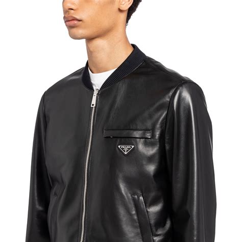 mens prada leather jackets|Prada nylon bomber jacket.